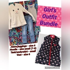 •GIRLS Outfit Bundle• ~ Isaac Mizrahi Hoodie + Vest + jeans/jeggings + tank top
